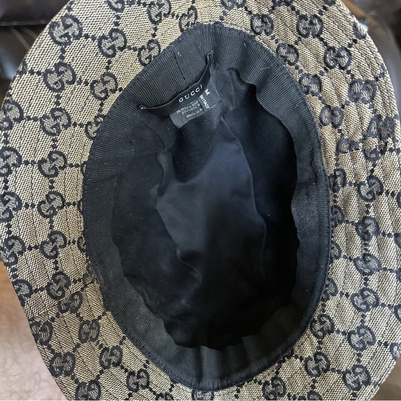 Gucci Bucket Hat Logo Canvas Beige Blue Red Color - Picture 9 of 9